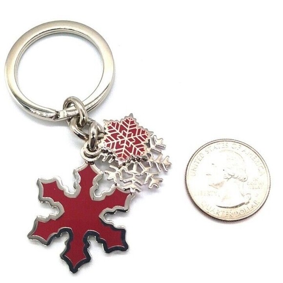 COACH Vintage Red Enamel Multi Snowflake Keychain Fob Purse Charm-#7322-Rare - Picture 5 of 5